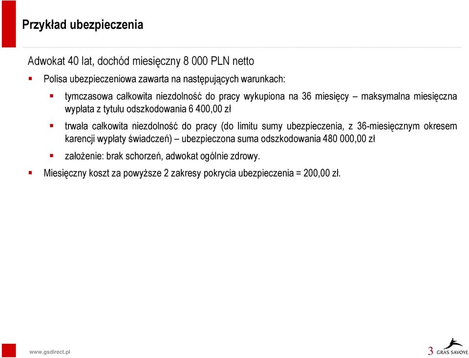 całkowita niezdolność do pracy (do limitu sumy ubezpieczenia, z 36-miesięcznym okresem karencji wypłaty świadczeń) ubezpieczona suma