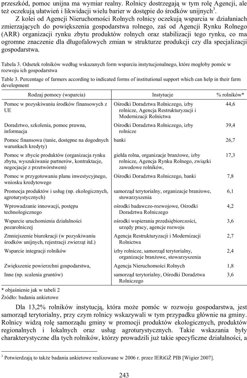 rolnych oraz stabilizacji tego rynku, co ma ogromne znaczenie dla d ugofalowych zmian w strukturze produkcji czy dla specjalizacji gospodarstwa. Tabela 3.