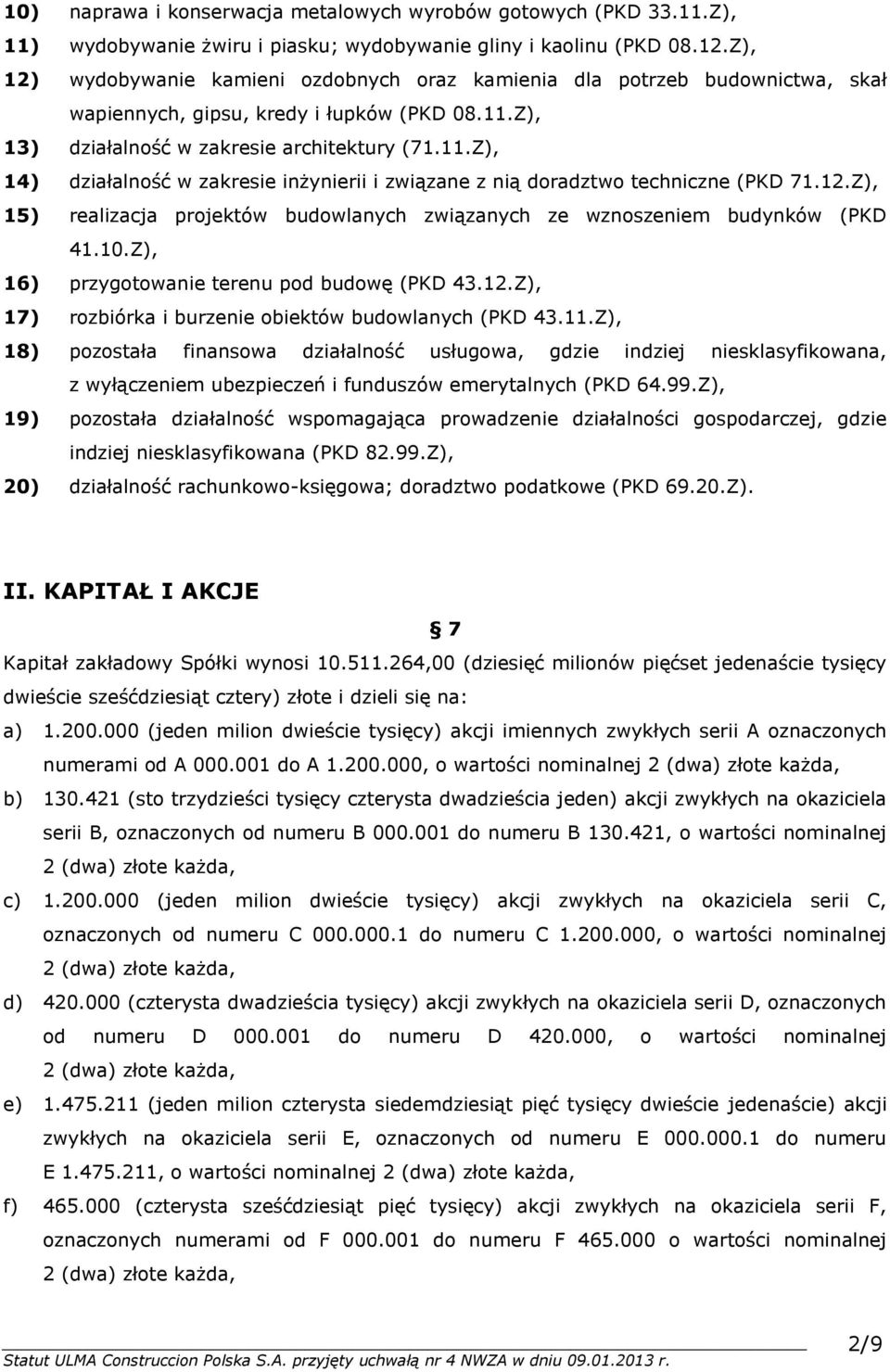 Z), 13) działalność w zakresie architektury (71.11.Z), 14) działalność w zakresie inżynierii i związane z nią doradztwo techniczne (PKD 71.12.