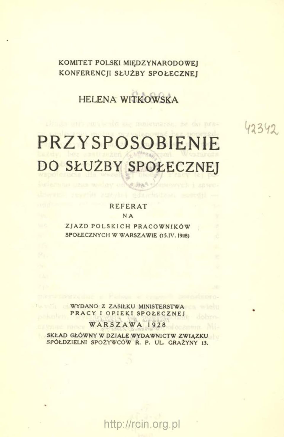 SPOŁECZNYCH W W ARSZAW IE (15.IV.