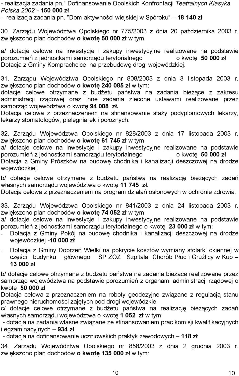 zwiększono plan dochodów o kwotę 50 000 zł w tym: a/ dotacje celowe na inwestycje i zakupy inwestycyjne realizowane na podstawie porozumień z jednostkami samorządu terytorialnego o kwotę 50 000 zł