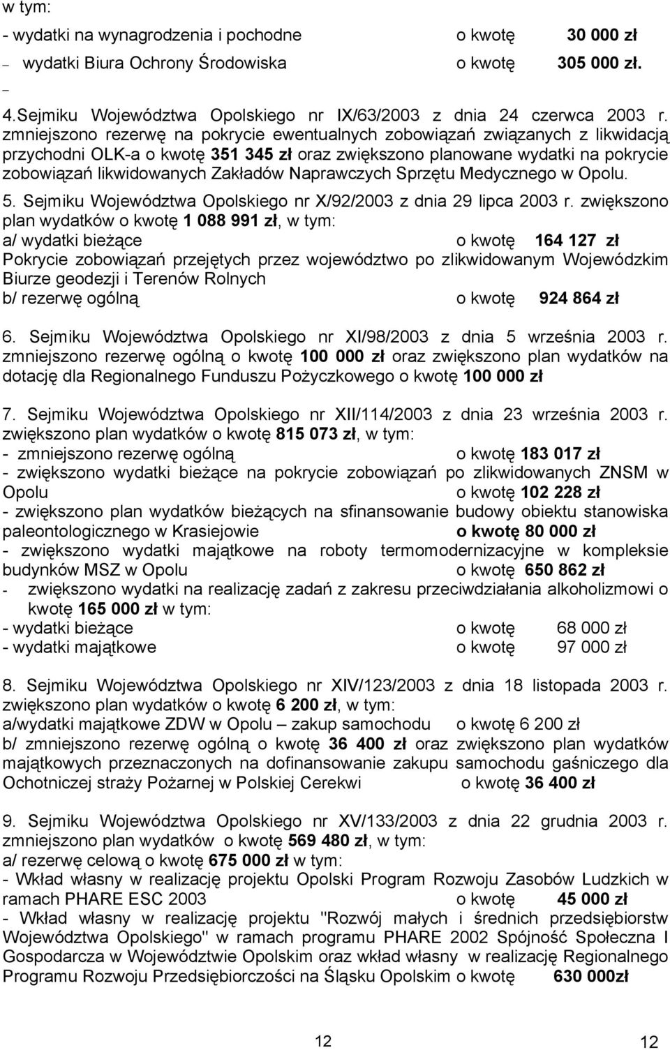 Naprawczych Sprzętu Medycznego w Opolu. 5. Sejmiku Województwa Opolskiego nr X/92/2003 z dnia 29 lipca 2003 r.