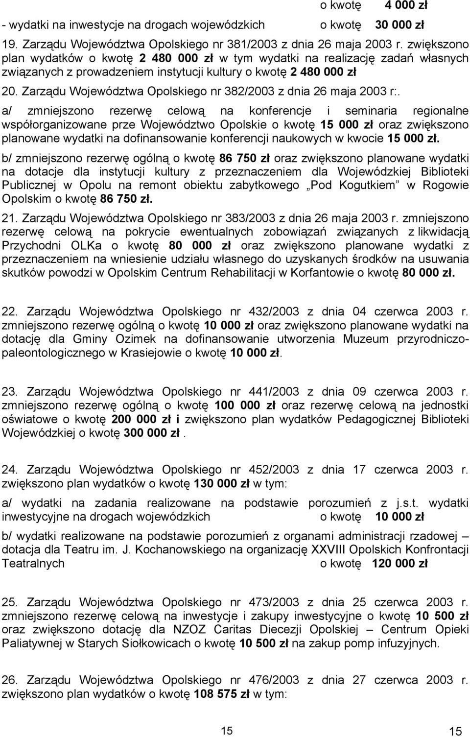 Zarządu Województwa Opolskiego nr 382/2003 z dnia 26 maja 2003 r:.