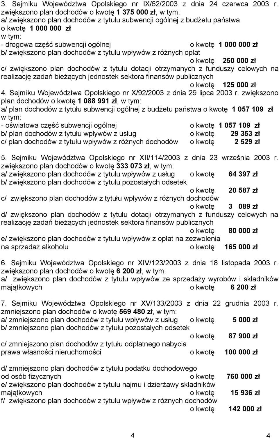 000 000 zł b/ zwiększono plan dochodów z tytułu wpływów z różnych opłat o kwotę 250 000 zł c/ zwiększono plan dochodów z tytułu dotacji otrzymanych z funduszy celowych na realizację zadań bieżących