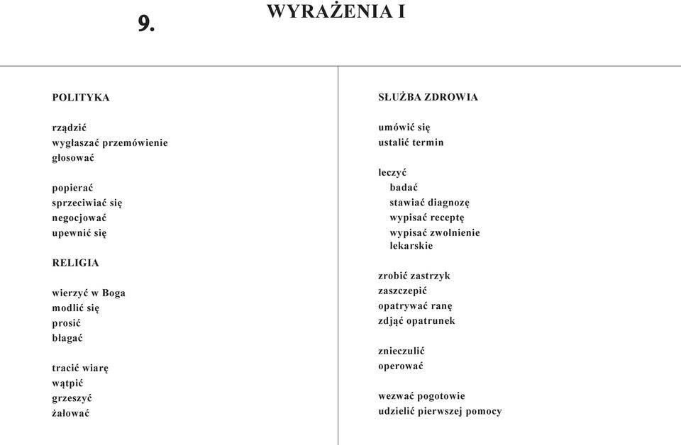 umówić się ustalić termin leczyć badać stawiać diagnozę wypisać receptę wypisać zwolnienie lekarskie zrobić