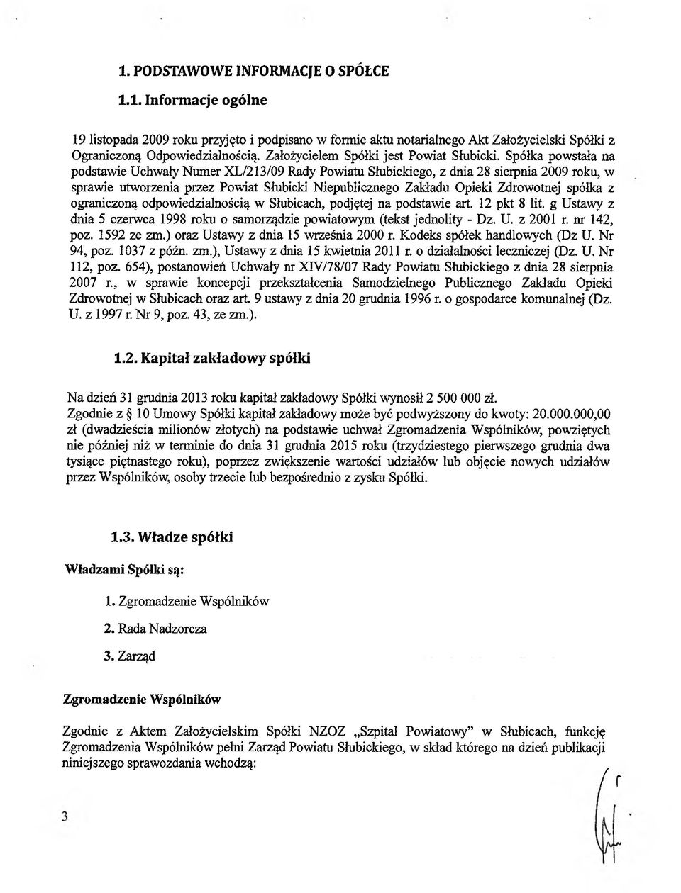 Spółka powstała na podstawie Uchwały Numer XL/213/09 Rady Powiatu Słubickiego, z dnia 28 sierpnia 2009 roku, w sprawie utworzenia przez Powiat Słubicki Niepublicznego Zakładu Opieki Zdrowotnej spółka