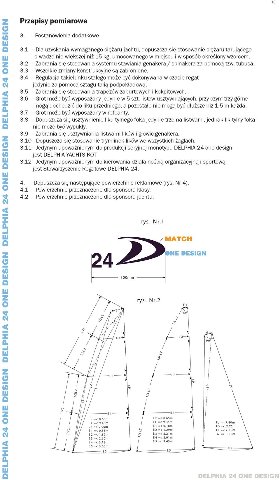 2 - Zabrania się stosowania systemu stawiania genakera / spinakera za pomocą tzw. tubusa. 3.