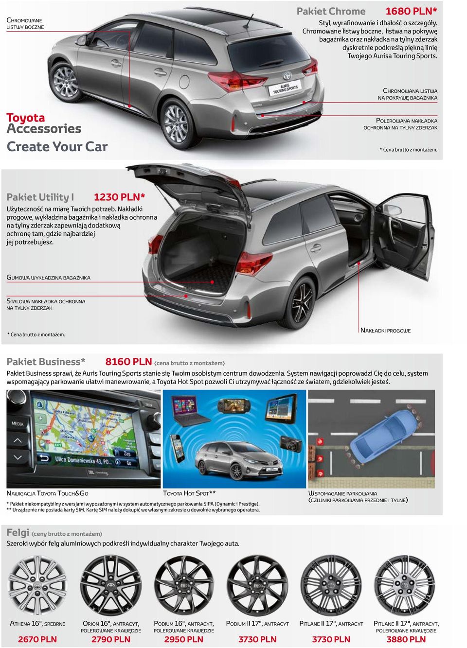 Chromowana listwa na pokrywę bagażnika Polerowana nakładka ochronna na tylny zderzak Create Your Car * Cena brutto z montażem. Pakiet Utility I 1230 PLN* Użyteczność na miarę Twoich potrzeb.