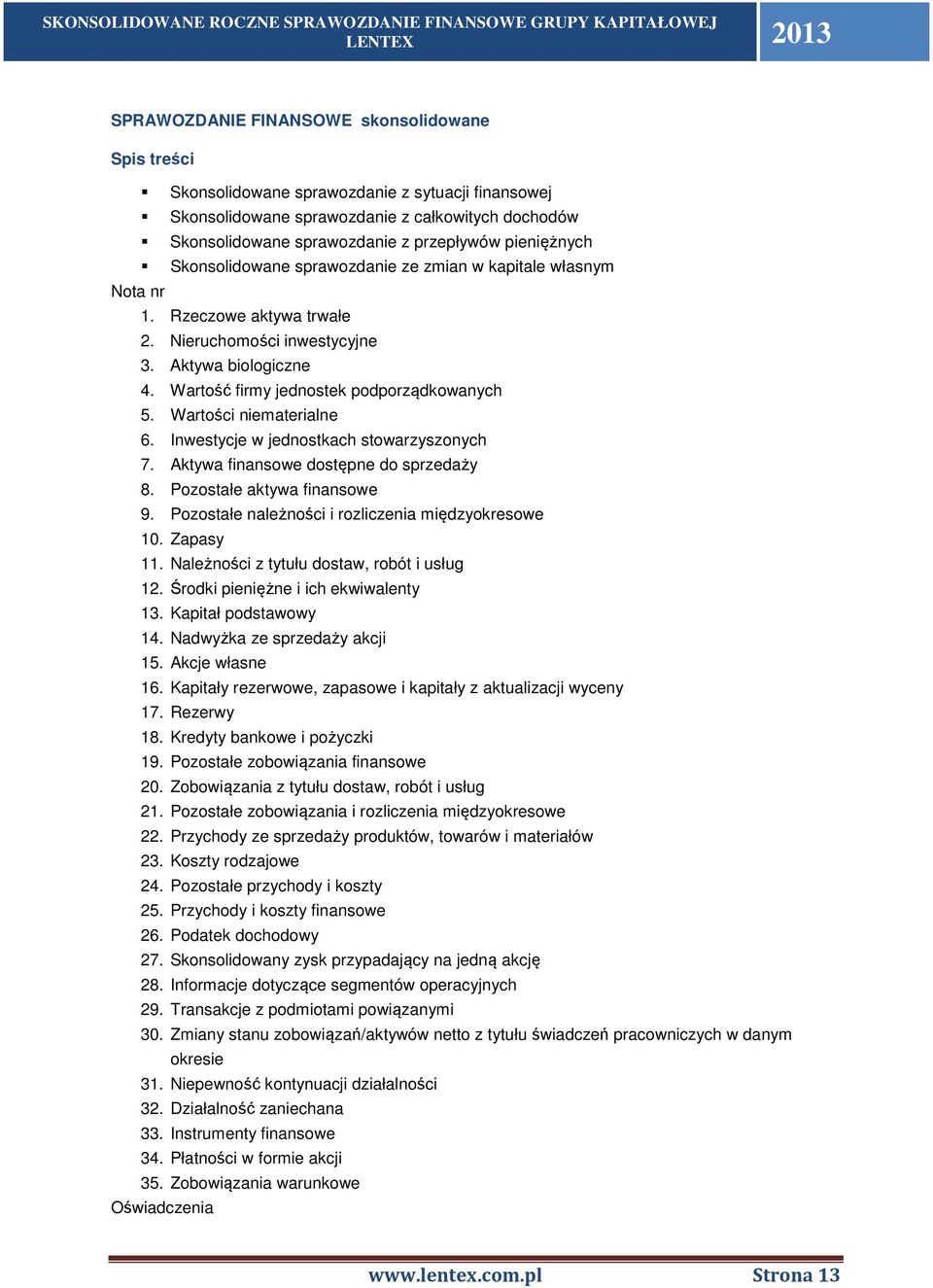 Wartość firmy jednostek podporządkowanych 5. Wartości niematerialne 6. Inwestycje w jednostkach stowarzyszonych 7. Aktywa finansowe dostępne do sprzedaży 8. Pozostałe aktywa finansowe 9.