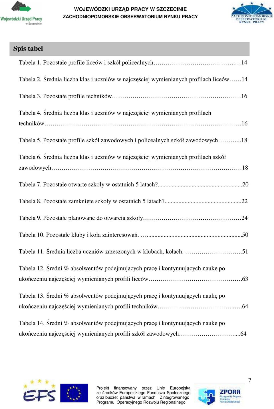 Średnia liczba klas i uczniów w najczęściej wymienianych profilach szkół 18 Tabela 7. Pozostałe otwarte szkoły w ostatnich 5 latach?...20 Tabela 8. Pozostałe zamknięte szkoły w ostatnich 5 latach?