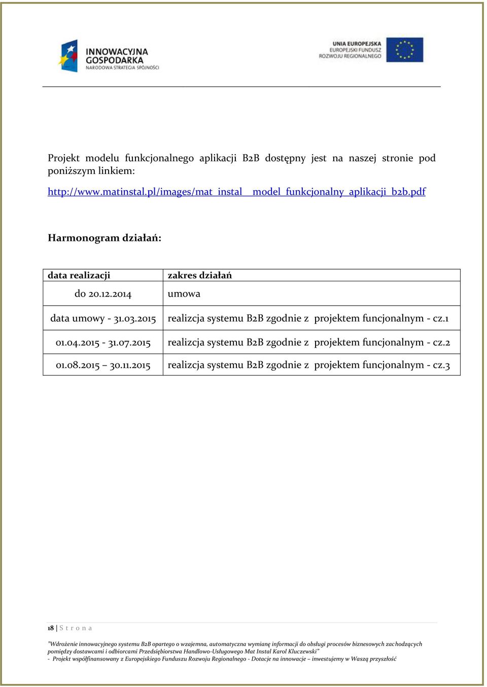 2015 zakres działań umowa realizcja systemu B2B zgodnie z projektem funcjonalnym - cz.1 01.04.2015-31.07.