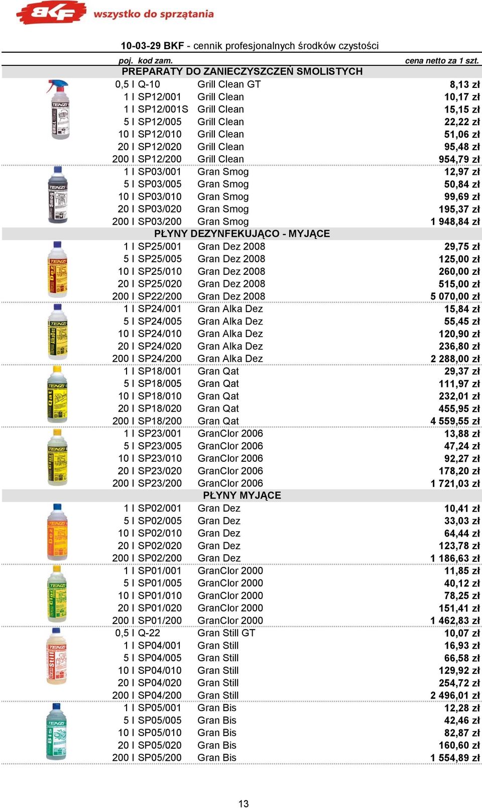 Clean 51,06 zł 20 l SP12/020 Grill Clean 95,48 zł 200 l SP12/200 Grill Clean 954,79 zł 1 l SP03/001 Gran Smog 12,97 zł 5 l SP03/005 Gran Smog 50,84 zł 10 l SP03/010 Gran Smog 99,69 zł 20 l SP03/020