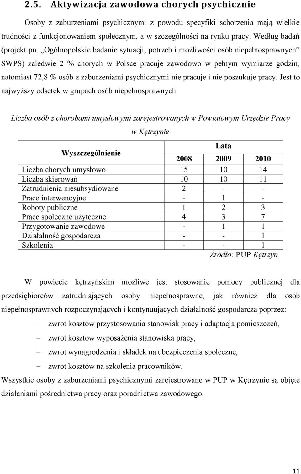 Ogólnopolskie badanie sytuacji, potrzeb i możliwości osób niepełnosprawnych SWPS) zaledwie 2 % chorych w Polsce pracuje zawodowo w pełnym wymiarze godzin, natomiast 72,8 % osób z zaburzeniami