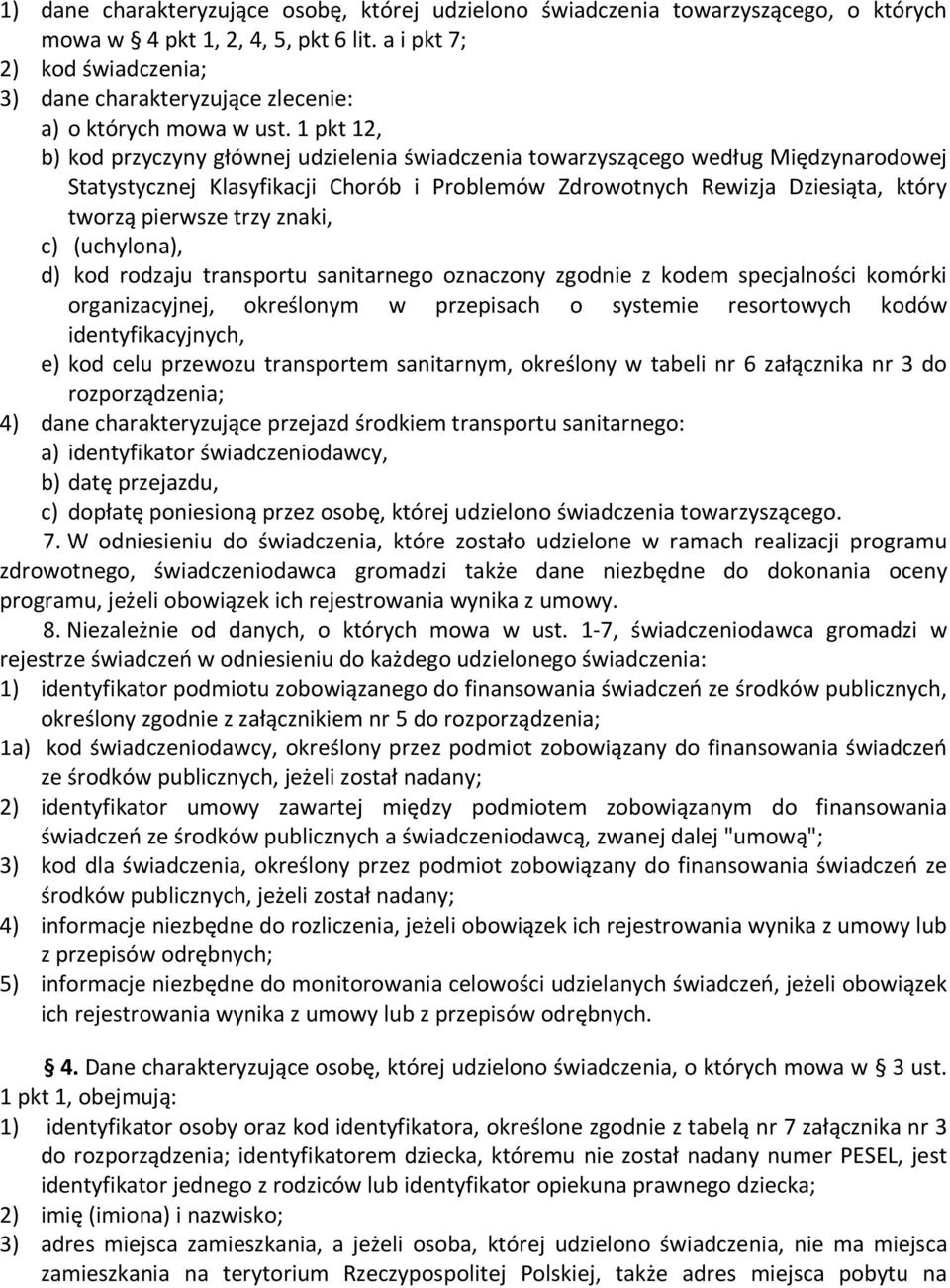 1 pkt 12, b) kod przyczyny głównej udzielenia świadczenia towarzyszącego według Międzynarodowej Statystycznej Klasyfikacji Chorób i Problemów Zdrowotnych Rewizja Dziesiąta, który tworzą pierwsze trzy