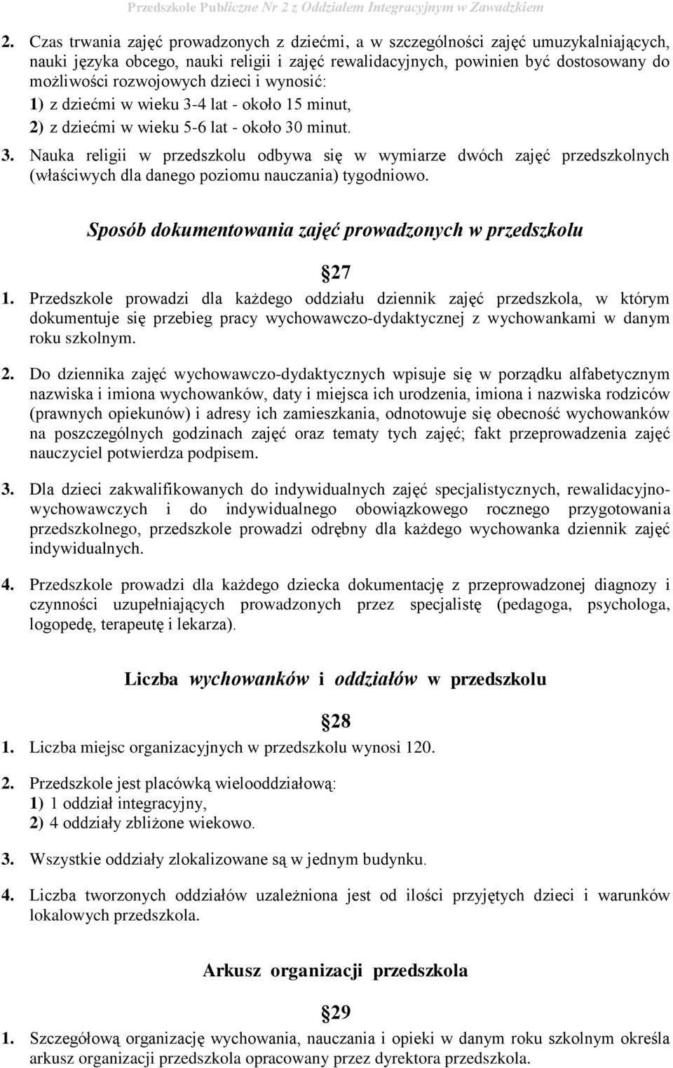 Sposób dokumentowania zajęć prowadzonych w przedszkolu 27 1.