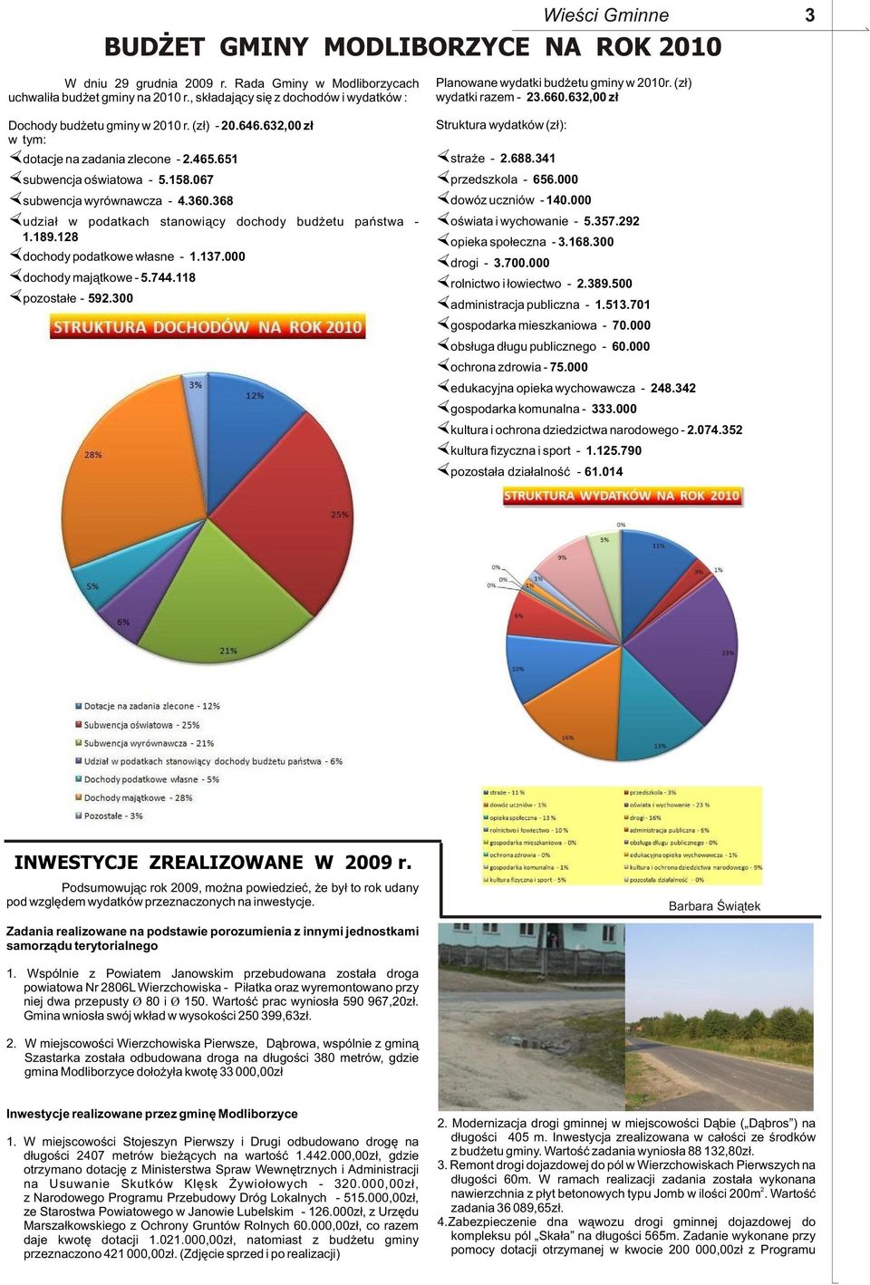 632,00 z³ w tym: dotacje na zadania zlecone - 2.465.651 subwencja oœwiatowa - 5.158.067 subwencja wyrównawcza - 4.360.368 udzia³ w podatkach stanowi¹cy dochody bud etu pañstwa - 1.189.