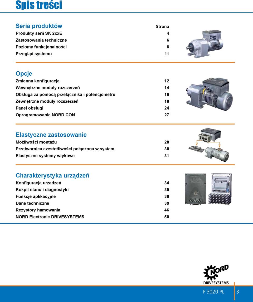 27 Elastyczne zastosowanie Możliwości montażu 28 Przetwornica częstotliwości połączona w system 30 Elastyczne systemy wtykowe 31 Charakterystyka urządzeń