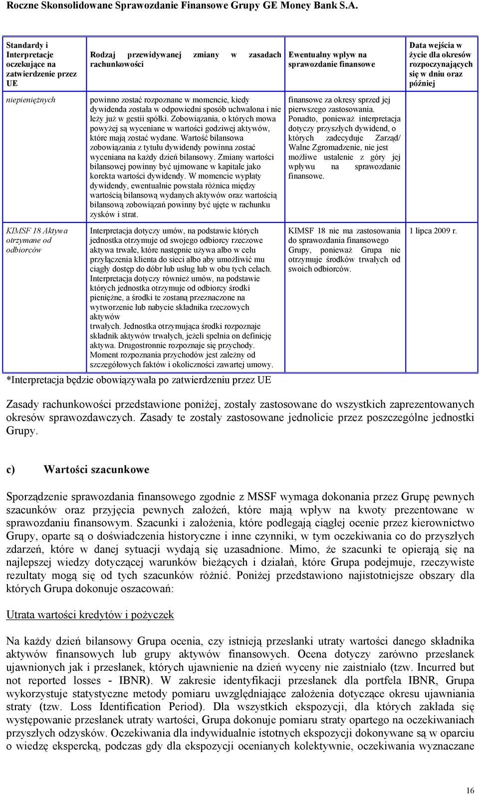 Wartość bilansowa zobowiązania z tytułu dywidendy powinna zostać wyceniana na kaŝdy dzień bilansowy. Zmiany wartości bilansowej powinny być ujmowane w kapitale jako korekta wartości dywidendy.