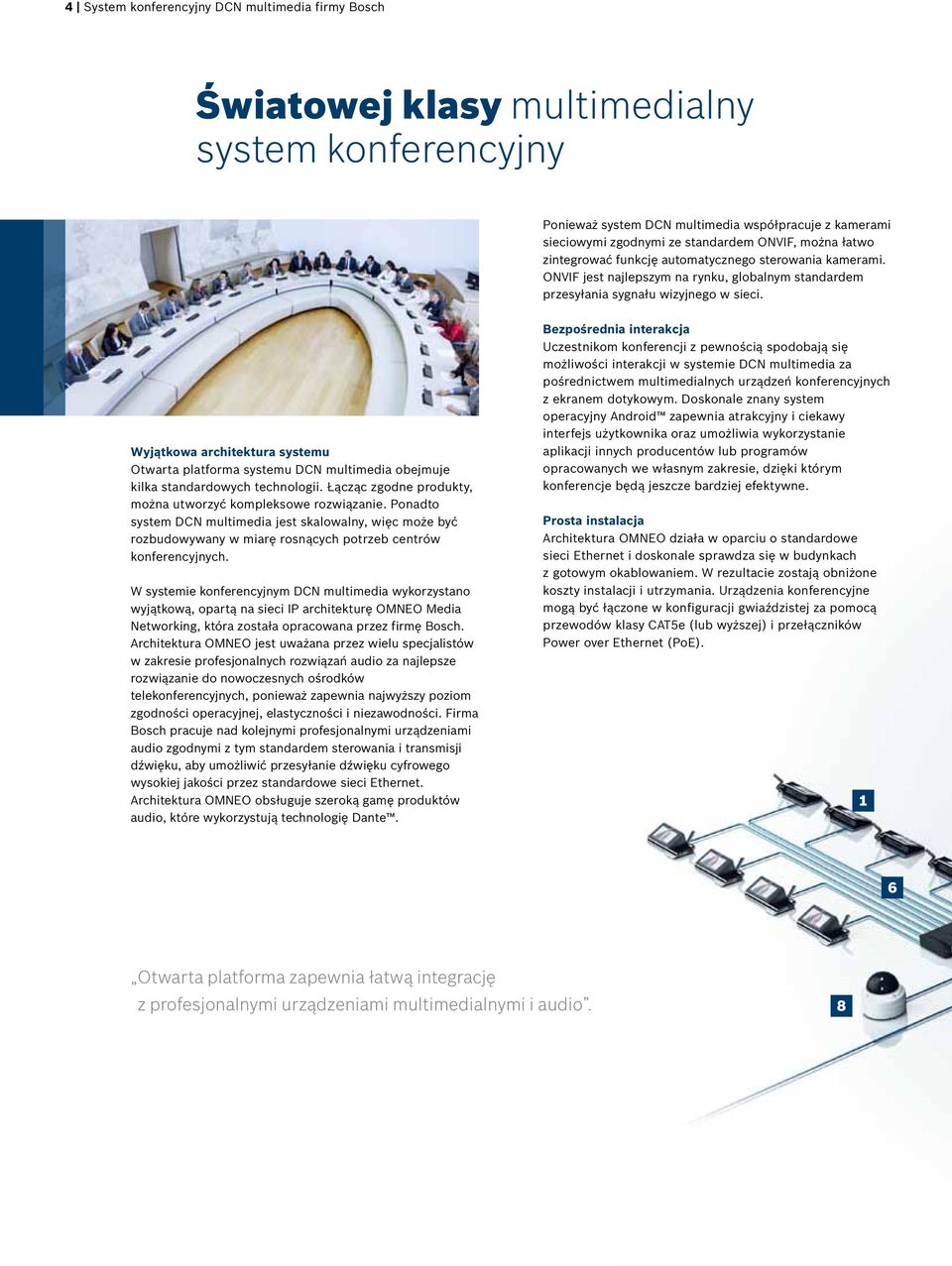 Wyjątkowa architektura systemu Otwarta platforma systemu DCN multimedia obejmuje kilka standardowych technologii. Łącząc zgodne produkty, można utworzyć kompleksowe rozwiązanie.