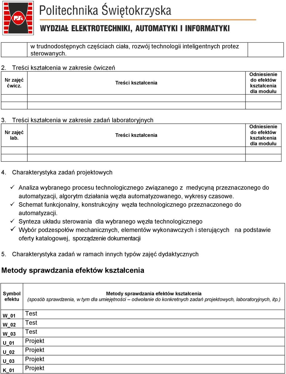 Charakterystyka zadań projektowych Analiza wybranego procesu technologicznego związanego z medycyną przeznaczonego do automatyzacji, algorytm działania węzła automatyzowanego, wykresy czasowe.