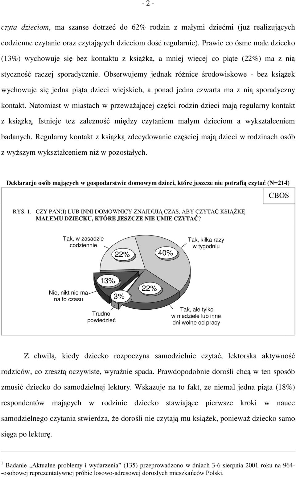 Obserwujemy jednak różnice środowiskowe - bez książek wychowuje się jedna piąta dzieci wiejskich, a ponad jedna czwarta ma z nią sporadyczny kontakt.