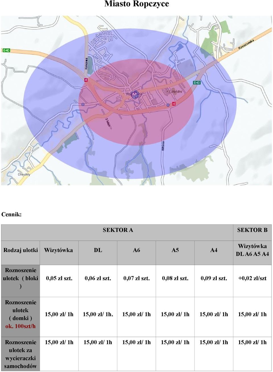 100szt/h ulotek za wycieraczki samochodów 0,05 zł szt. 0,06 zł szt. 0,07 zł szt.