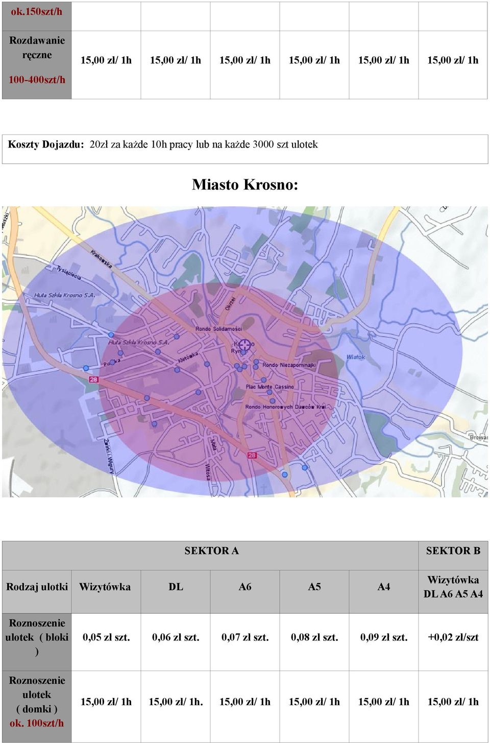 ulotek ( bloki ) ulotek ( domki ) ok. 100szt/h 0,05 zł szt. 0,06 zł szt. 0,07 zł szt. 0,08 zł szt.