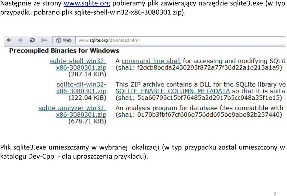 exe (w typ przypadku pobrano plik sqlite-shell-win32-x86-3080301.zip).