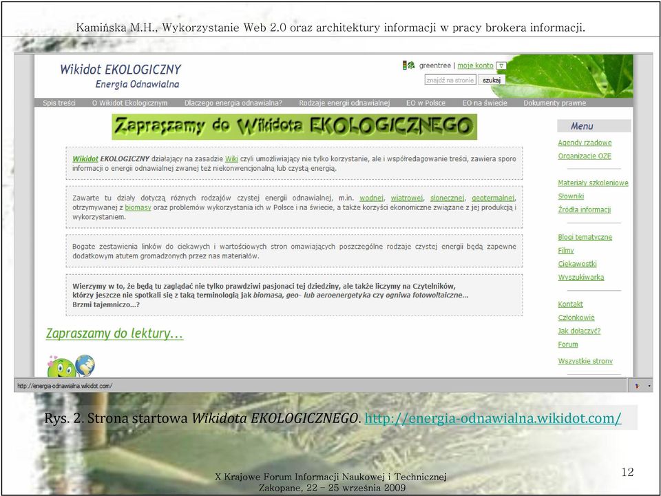 Strona startowa Wikidota EKOLOGICZNEGO.