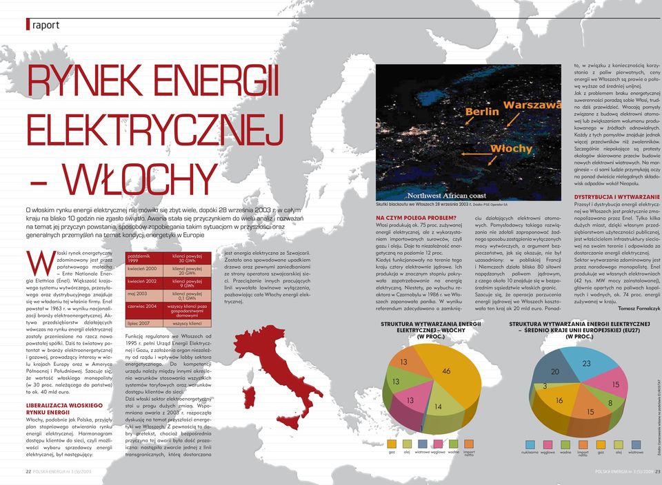 w Europie Włoski rynek energetyczny zdominowany jest przez państwowego molocha Ente Nationale Energia Elettrica (Enel).