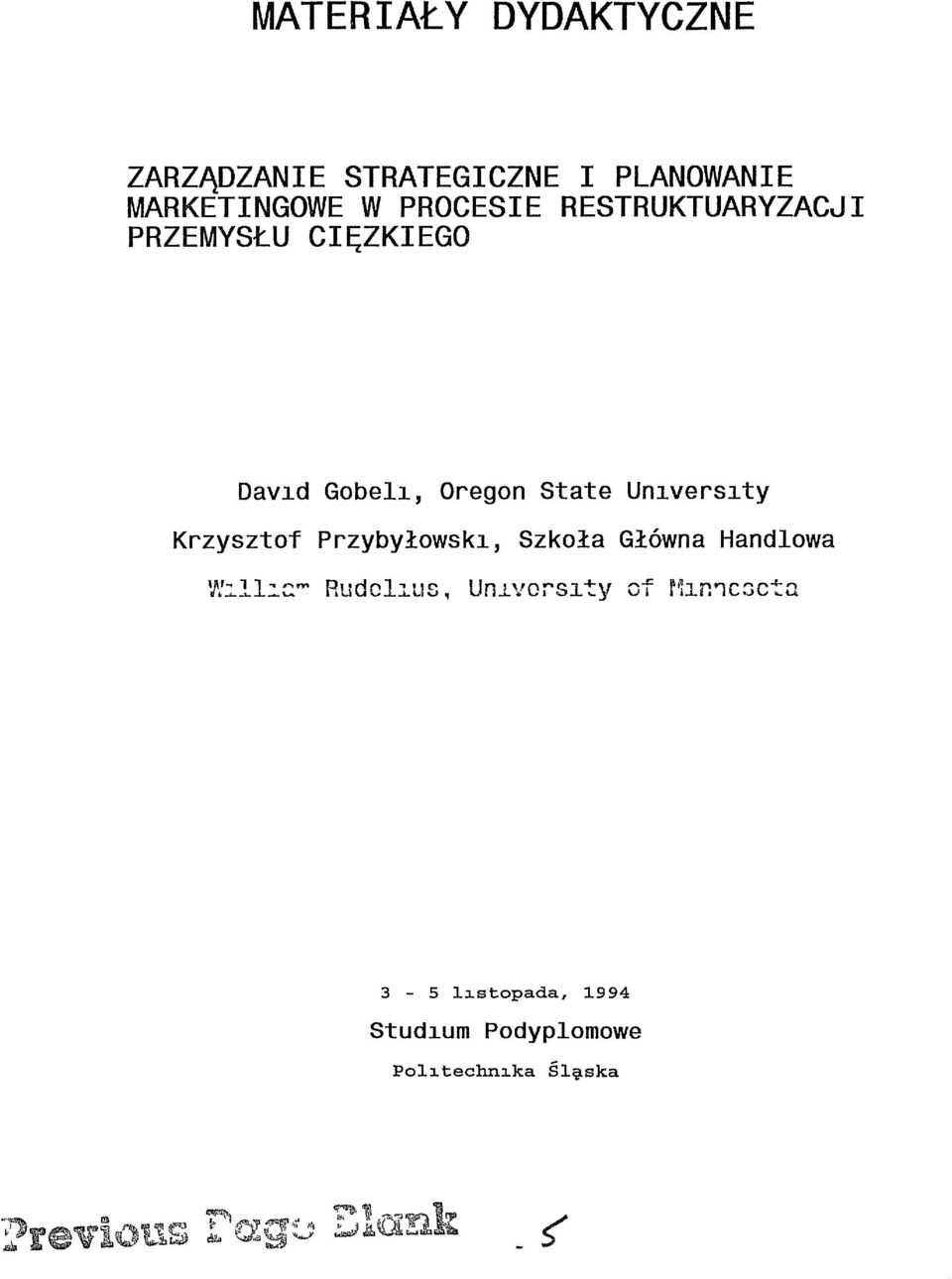 Krzysztof Przybyłowskl, Szkoła Główna Handlowa '1.':.11':2'" Rudc1lus, Un.