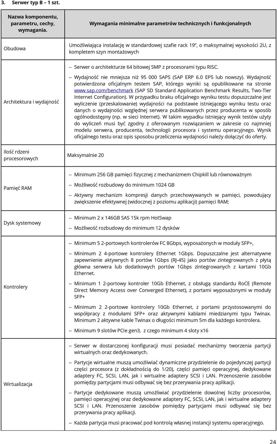 RISC. Architektura i wydajność Wydajność nie mniejsza niż 95 000 SAPS (SAP ERP 6.0 EP5 lub nowszy). Wydajność potwierdzona oficjalnym testem SAP, którego wyniki są opublikowane na stronie www.sap.