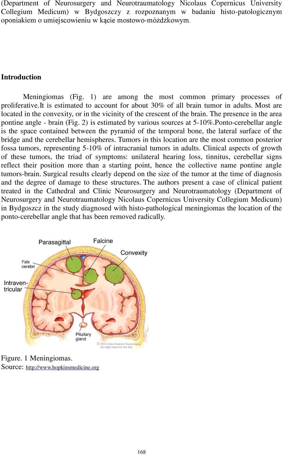 Most are located in the convexity, or in the vicinity of the crescent of the brain. The presence in the area pontine angle - brain (Fig. 2) is estimated by various sources at 5-10%.