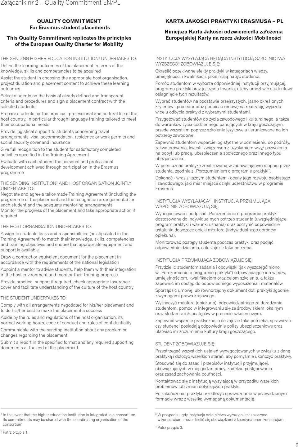 outcomes of the placement in terms of the knowledge, skills and competencies to be acquired Assist the student in choosing the appropriate host organisation, project duration and placement content to