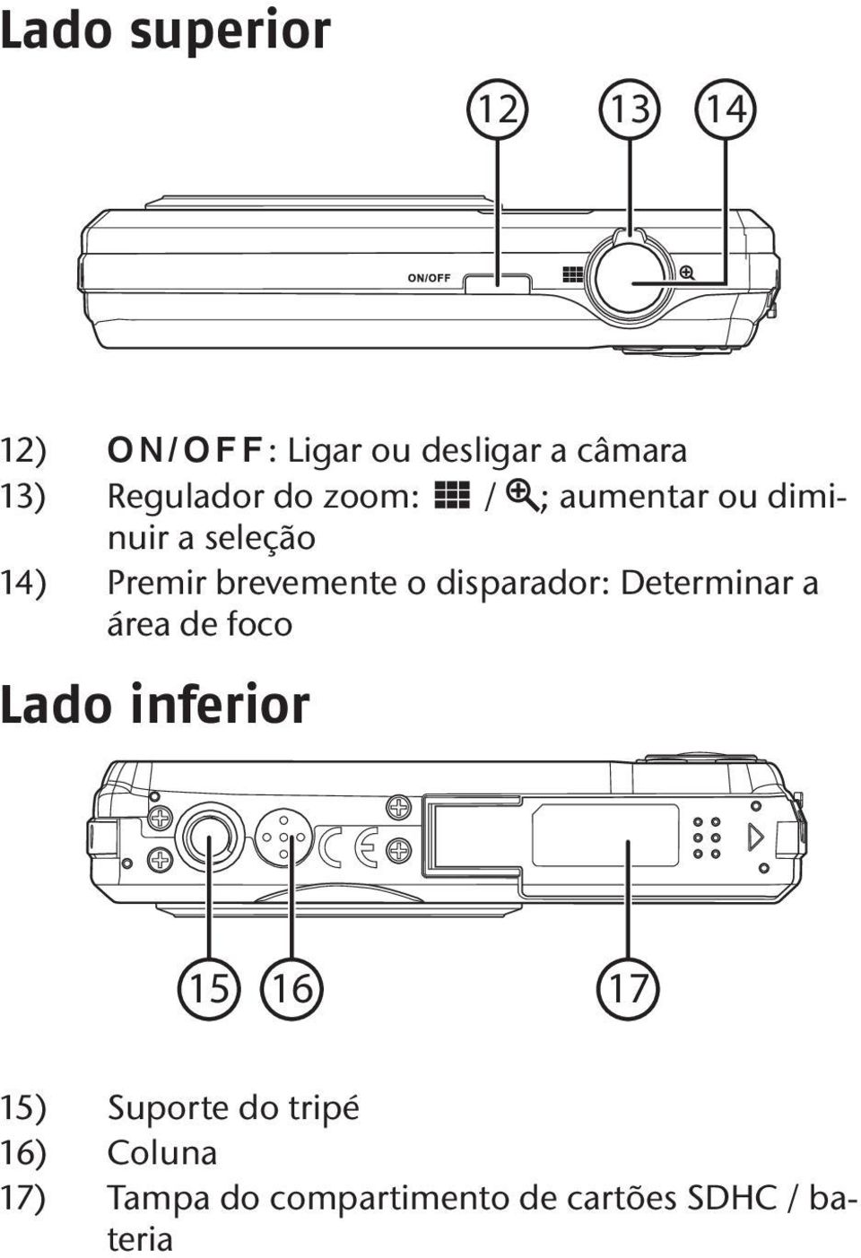 brevemente o disparador: Determinar a área de foco Lado inferior 15 16