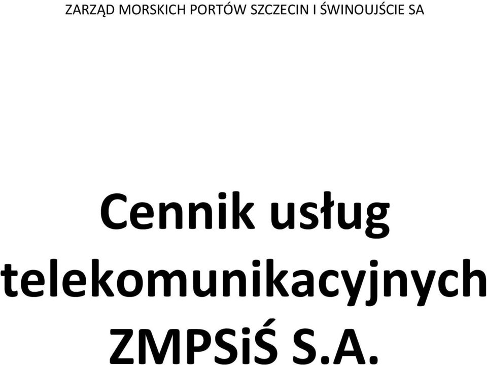 SA Cennik usług