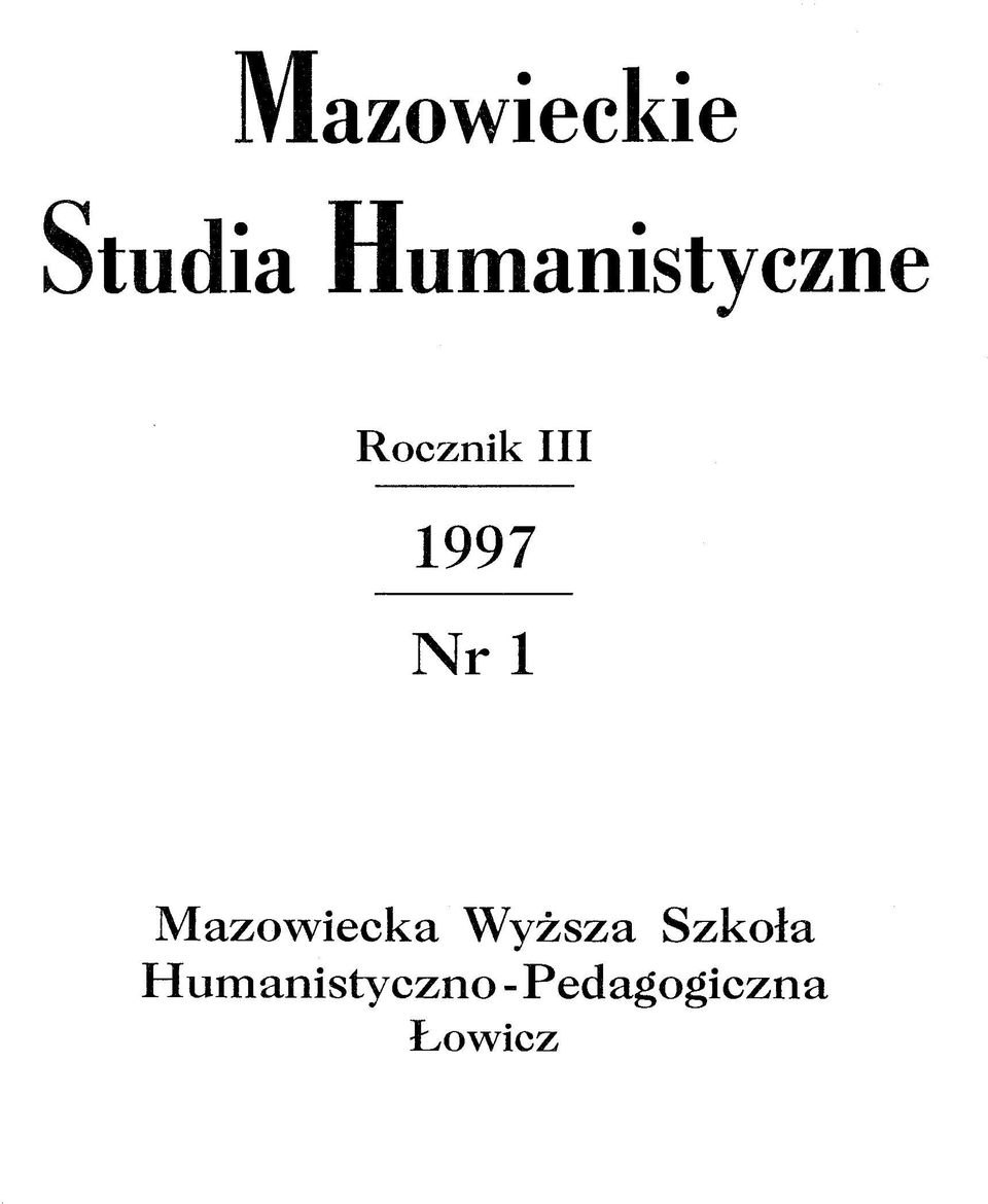 1997 Nr 1 Mazowiecka Wyższa