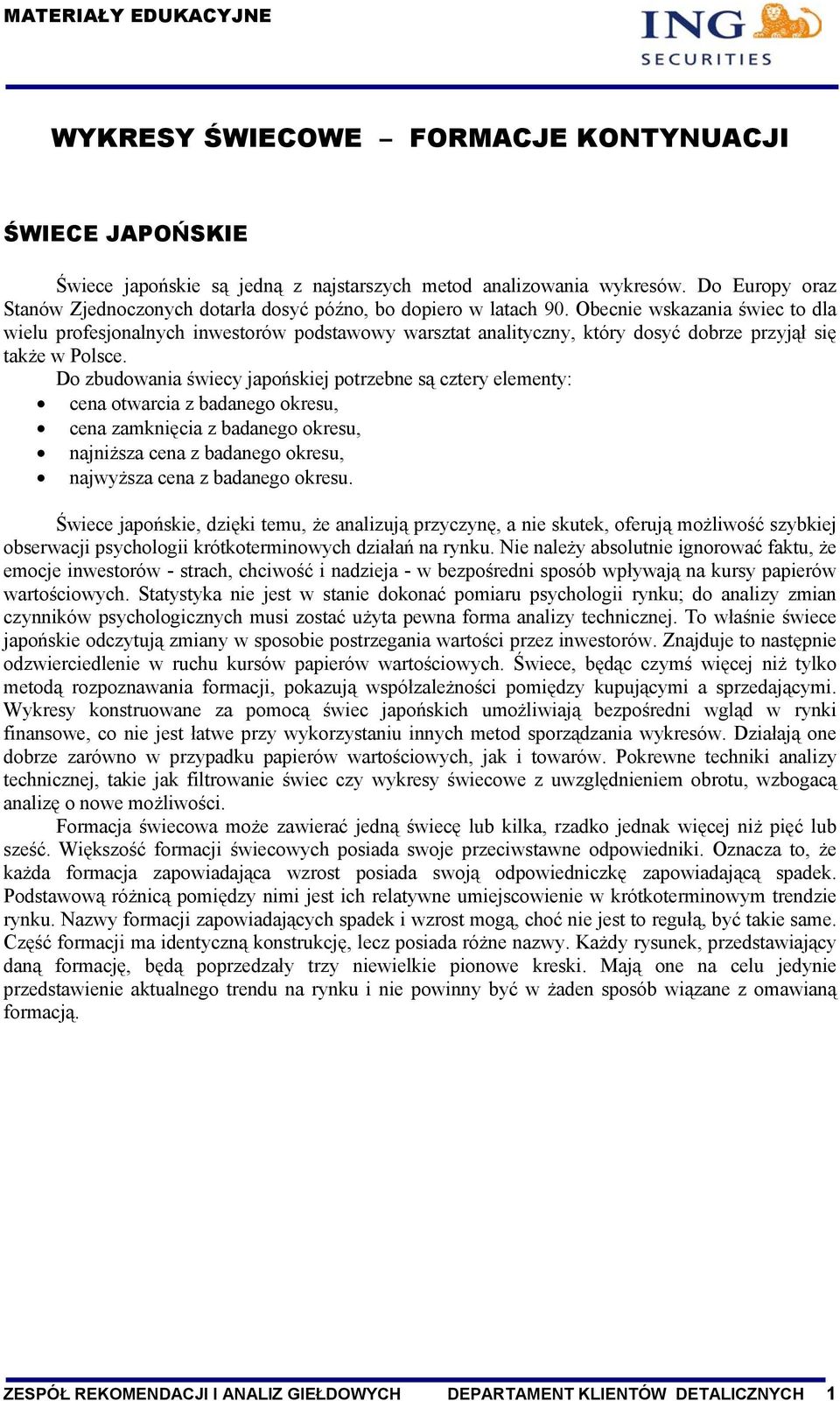 Obecnie wskazania świec to dla wielu profesjonalnych inwestorów podstawowy warsztat analityczny, który dosyć dobrze przyjął się także w Polsce.