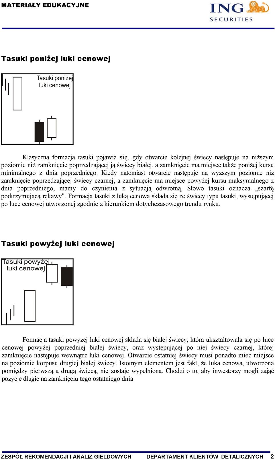 Kiedy natomiast otwarcie następuje na wyższym poziomie niż zamknięcie poprzedzającej świecy czarnej, a zamknięcie ma miejsce powyżej kursu maksymalnego z dnia poprzedniego, mamy do czynienia z