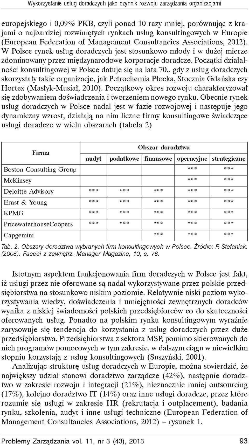 W Polsce rynek us ug doradczych jest stosunkowo m ody i w du ej mierze zdominowany przez mi dzynarodowe korporacje doradcze. Pocz tki dzia alno ci konsultingowej w Polsce datuje si na lata 70.