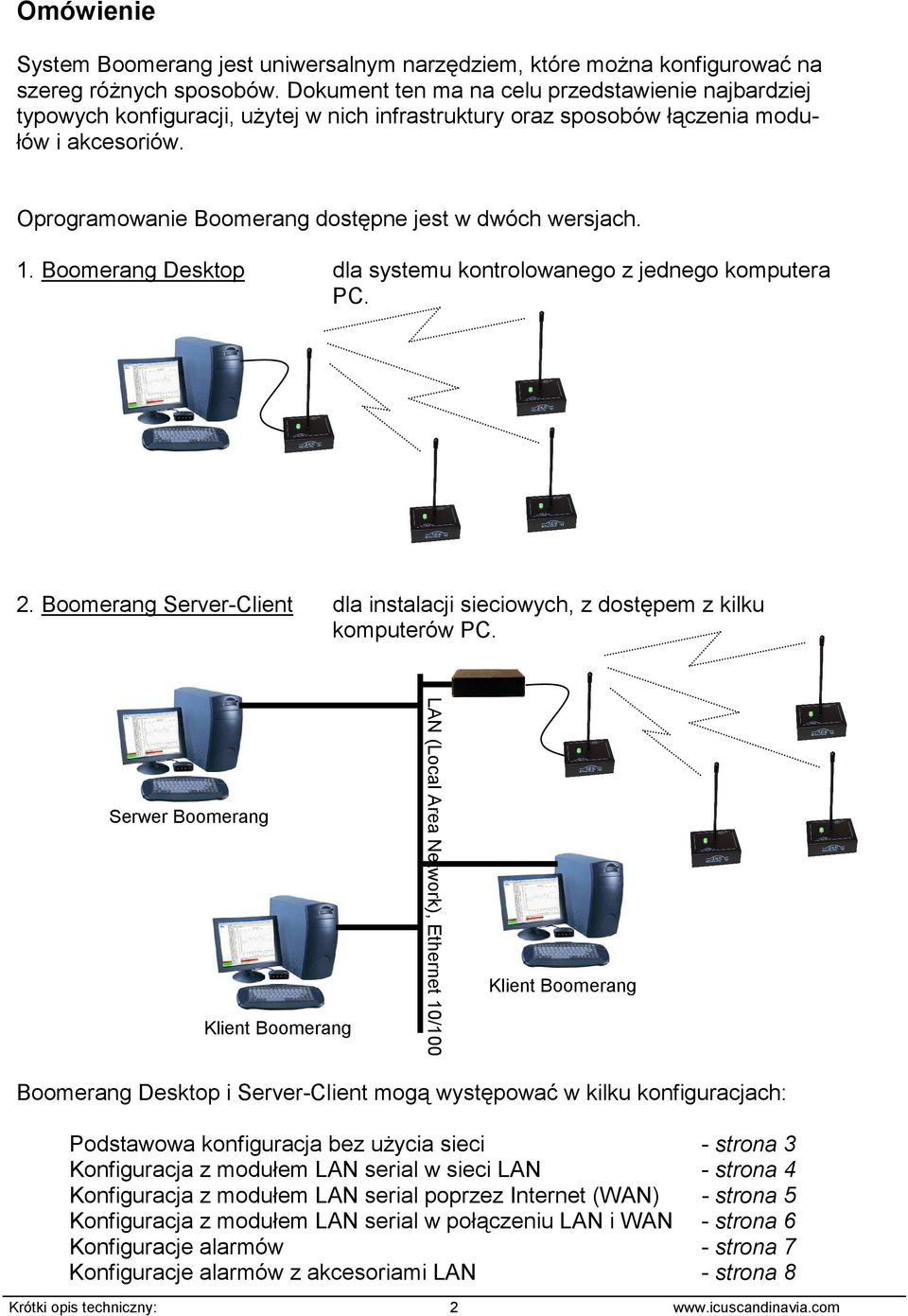 Oprogramowanie Boomerang dostępne jest w dwóch wersjach. 1. Boomerang Desktop dla systemu kontrolowanego z jednego komputera PC. 2.