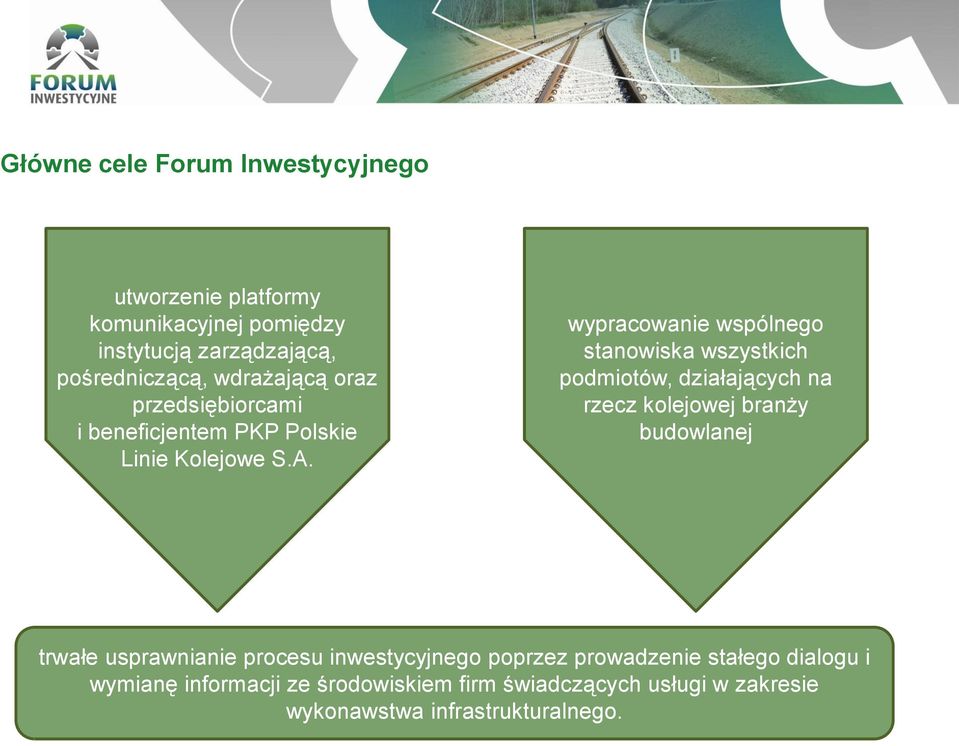 wypracowanie wspólnego stanowiska wszystkich podmiotów, działających na rzecz kolejowej branży budowlanej trwałe