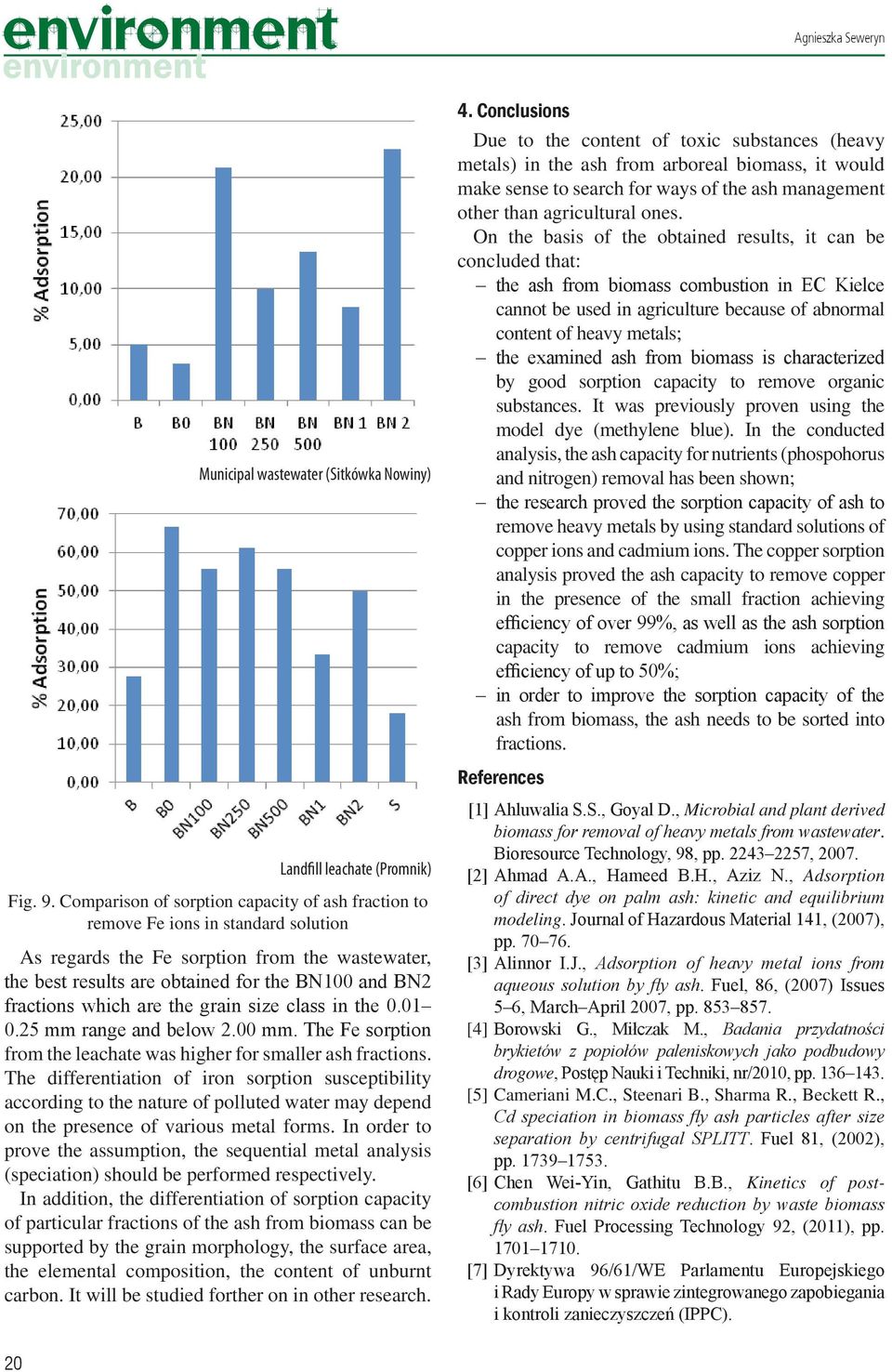 On the basis of the obtained results, it can be concluded that: the ash from biomass combustion in EC Kielce cannot be used in agriculture because of abnormal content of heavy metals; the examined