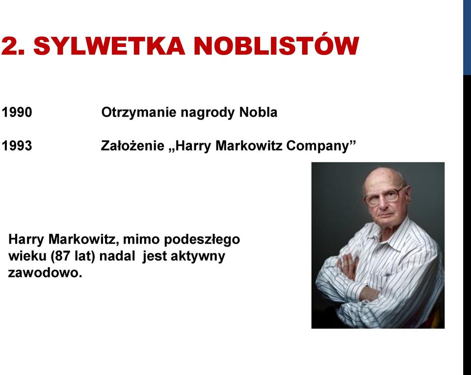 Markowitz Company Harry Markowitz, mimo