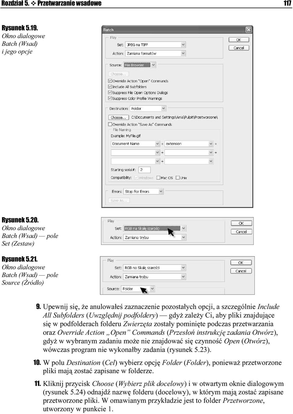 Upewnij się, że anulowałeś zaznaczenie pozostałych opclji, a szczególnie Include All Subfolders (Uwzględnij podfoldery) gdyż zależy Ci, aby pliki znajdujące się w podfolderach folderu Zwierzęta