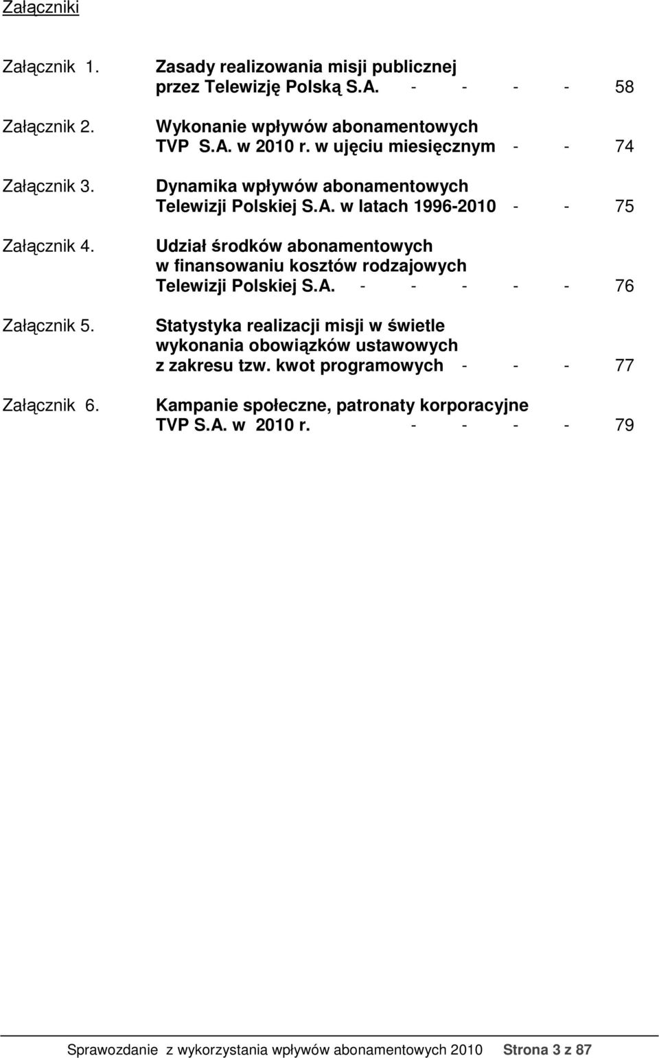 A. - - - - - 76 Statystyka realizacji misji w świetle wykonania obowiązków ustawowych z zakresu tzw.