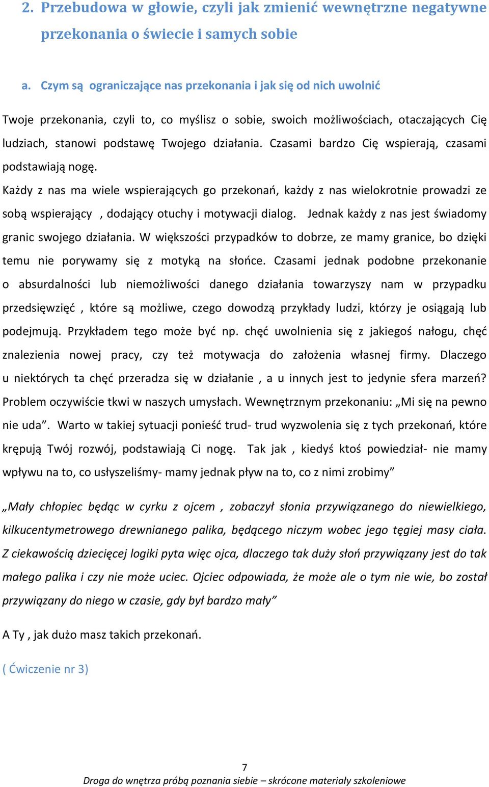 Czasami bardzo Cię wspierają, czasami podstawiają nogę. Każdy z nas ma wiele wspierających go przekonań, każdy z nas wielokrotnie prowadzi ze sobą wspierający, dodający otuchy i motywacji dialog.