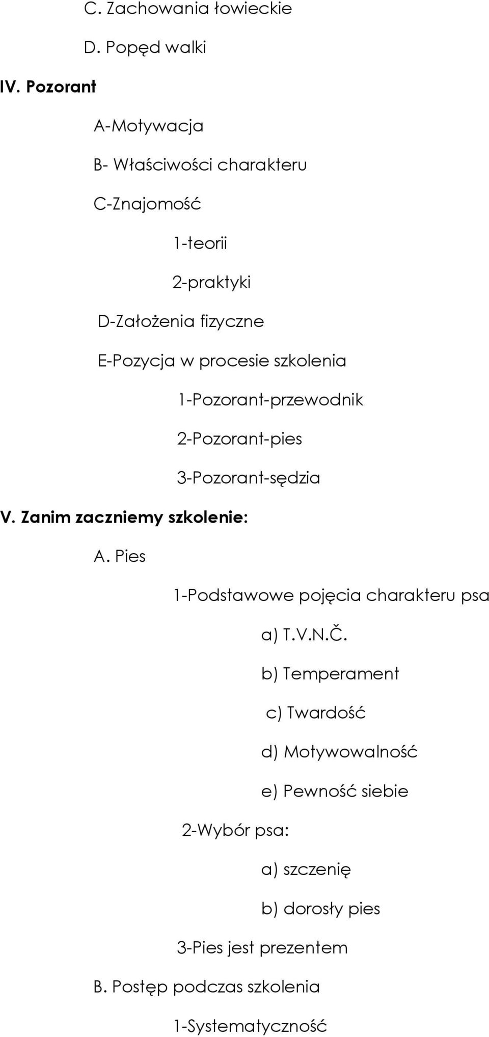 szkolenia 1-Pozorant-przewodnik 2-Pozorant-pies 3-Pozorant-sędzia V. Zanim zaczniemy szkolenie: A.