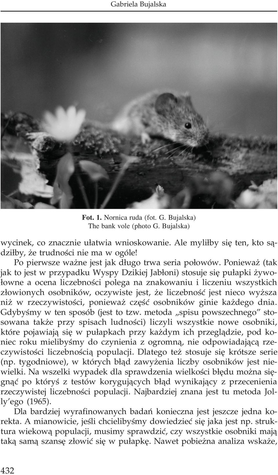 Poniewa (tak jak to jest w przypadku Wyspy Dzikiej Jab³oni) stosuje siê pu³apki ywo- ³owne a ocena liczebnoœci polega na znakowaniu i liczeniu wszystkich z³owionych osobników, oczywiste jest, e