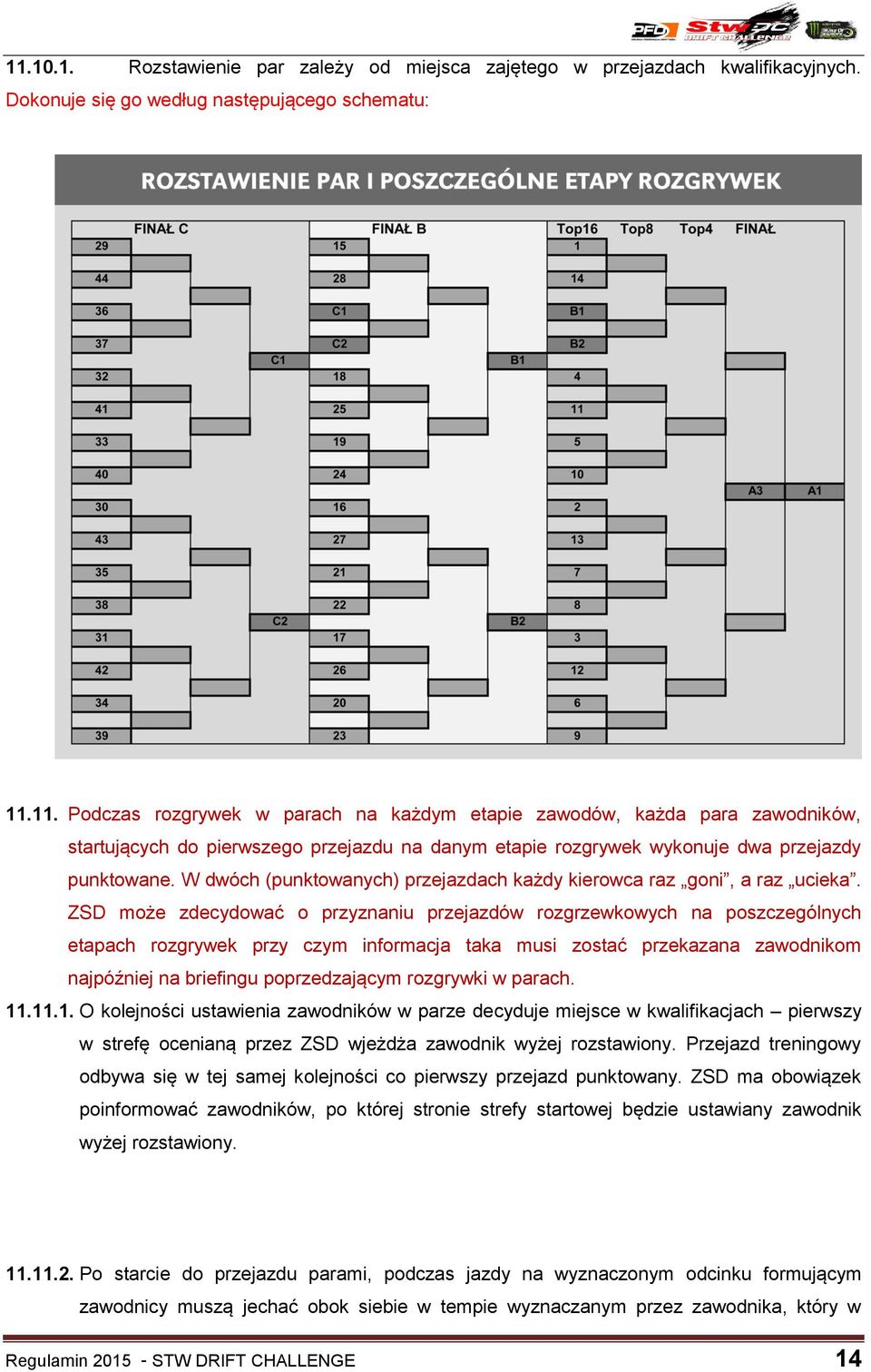 ZSD może zdecydować o przyznaniu przejazdów rozgrzewkowych na poszczególnych etapach rozgrywek przy czym informacja taka musi zostać przekazana zawodnikom najpóźniej na briefingu poprzedzającym